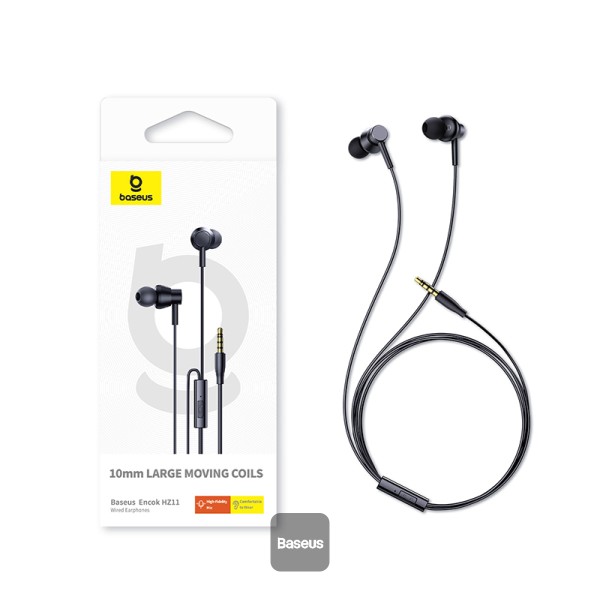 Picture of Baseus Encok HZ11 Aux 3.5mm Jack Wired Earphone, Universal Headset In-Ear Headphone With Mic For Samsung OnePlus Xiaomi Vivo OPPO