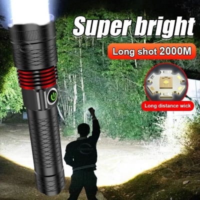 Picture of MX702 Super Powerful LED Flashlight 2000M Long Shot Rechargeable Torch Light Tactical High Power Flashlight 18650 Outdoor Camping Lamp