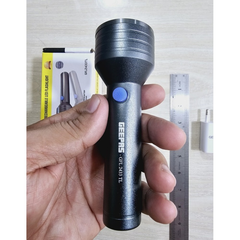 Picture of GEEPAS GFL-2433 Rechargable LED Flash Light Handheld Torch with Long Life Battery 2000mAh Type-C Charging Port