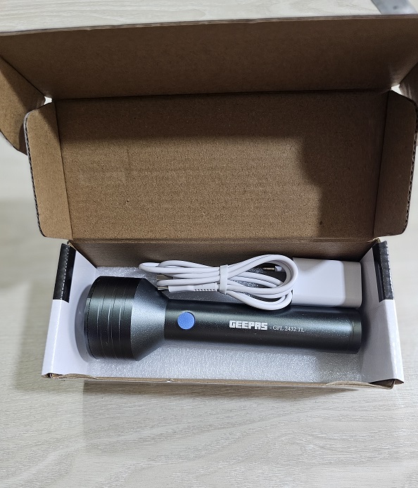 Picture of GEEPAS GFL-2432 Rechargable LED Flashlight Handheld Torch Lights Type-C Charging Port with 1200mAh Battery Life