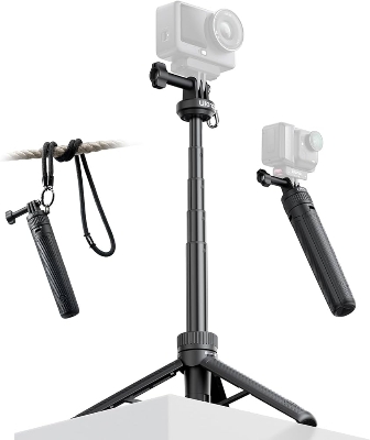 Picture of ULANZI MT92 Action Camera Selfie Stick Tripod 23.62" Portable Adjustable Vlog Handle Grip with Neck Lanyard for GoPro Hero 13 12 11 10 9 8 7 6, AKASO, DJI Osmo Action 6 5 Pro 4 3, Insta360 Mini Tripods