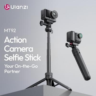 Picture of ULANZI MT92 Action Camera Selfie Stick Tripod 23.62" Portable Adjustable Vlog Handle Grip with Neck Lanyard for GoPro Hero 13 12 11 10 9 8 7 6, AKASO, DJI Osmo Action 6 5 Pro 4 3, Insta360 Mini Tripods