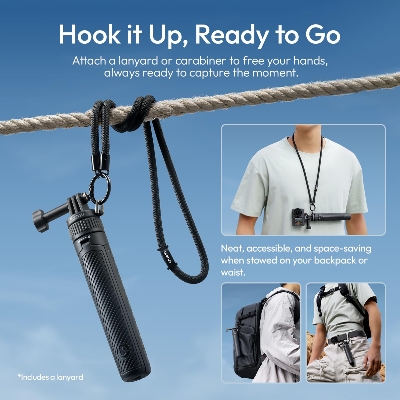 Picture of ULANZI MT92 Action Camera Selfie Stick Tripod 23.62" Portable Adjustable Vlog Handle Grip with Neck Lanyard for GoPro Hero 13 12 11 10 9 8 7 6, AKASO, DJI Osmo Action 6 5 Pro 4 3, Insta360 Mini Tripods