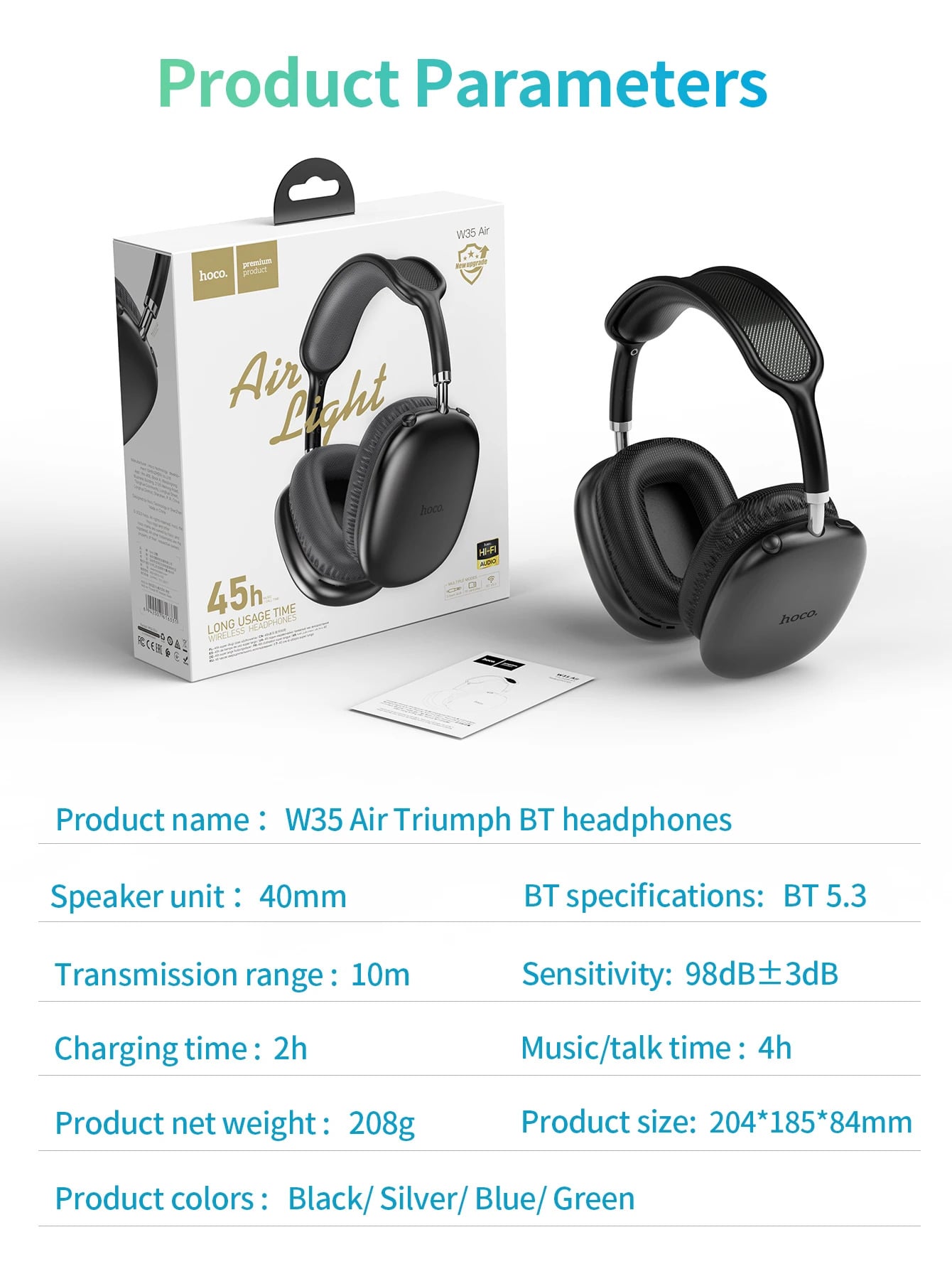 Picture of Hoco W35 Air Bluetooth V5.3 Wireless Headphone