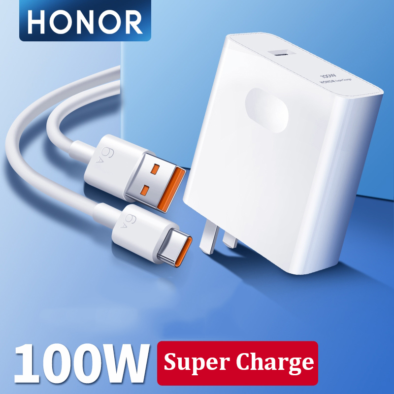 Picture of HONOR 100W Supercharge Adapter with 6A USB Type-C Cable 100W SuperCharge Power Adapter for Honor 200 400 Pro Lite 90 70 Magic 6 7 Pro UK US Plug 1M SuperCharging Cable for Honor Magic6 Pro 5 Lite V5 V3 200 90 Smart x6a x6b X7b X8b X9b Pura 70