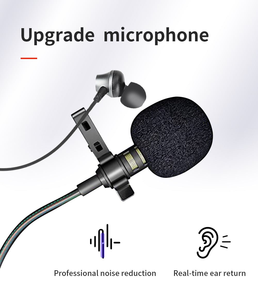 Picture of Jmary MCR6 Type C Studio Recording Lavalier Microphone with Earphones for Stereo Radio Headphone