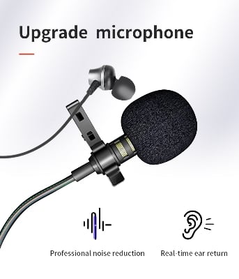 Picture of Jmary MCR6 Type C Studio Recording Lavalier Microphone with Earphones for Stereo Radio Headphone