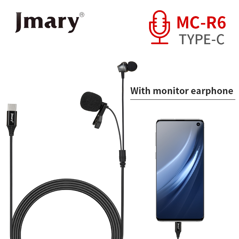 Picture of Jmary MCR6 Type C Studio Recording Lavalier Microphone with Earphones for Stereo Radio Headphone