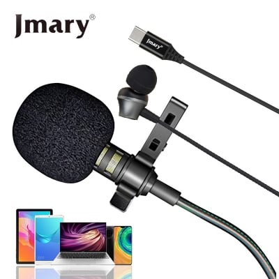 Picture of Jmary MCR6 Type C Studio Recording Lavalier Microphone with Earphones for Stereo Radio Headphone