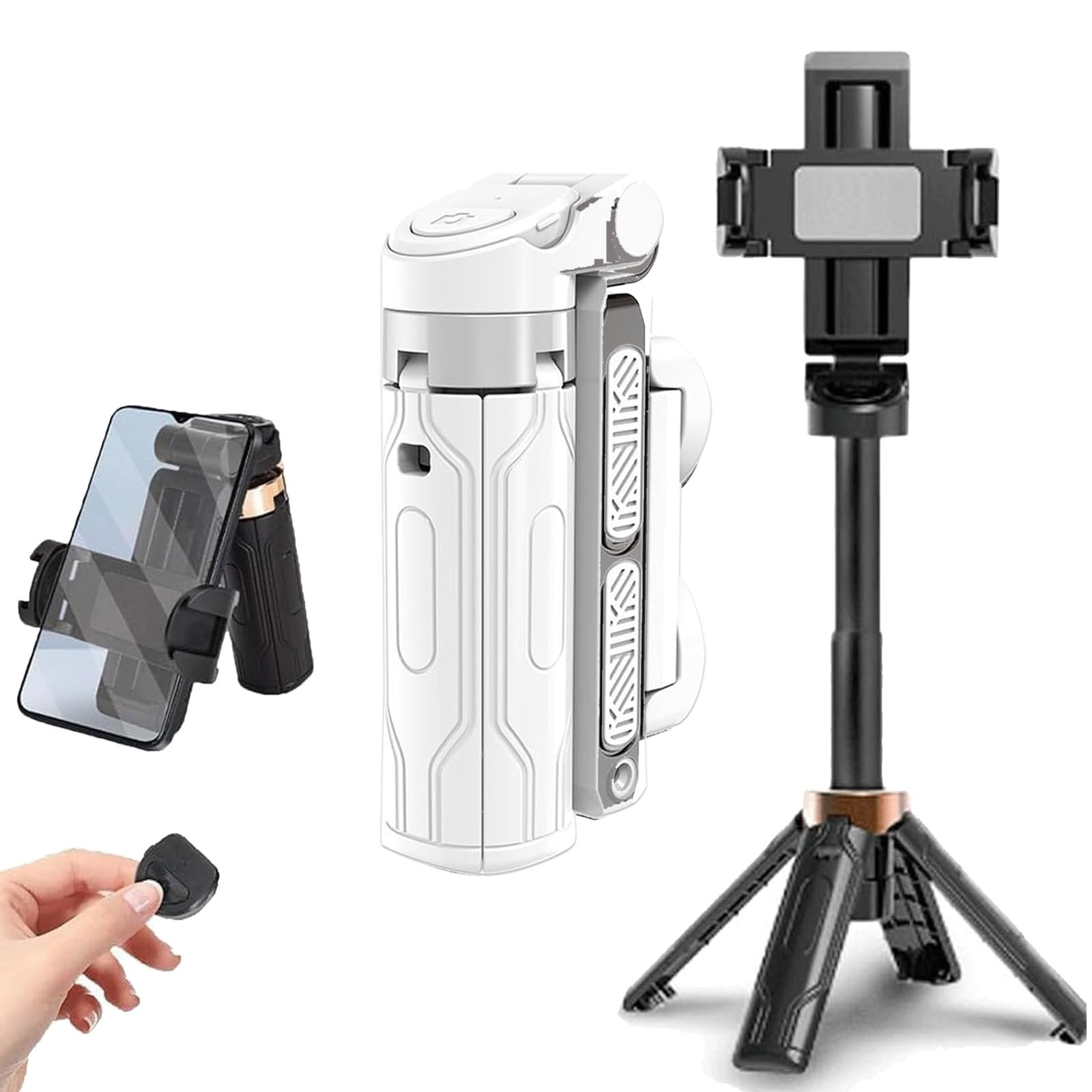 Picture of Wireless Selfie Stick Tripod Stand Bluetooth Remote Foldable Desktop Phone Holder With Keychain for Mobile Phone Shooting Tiktok
