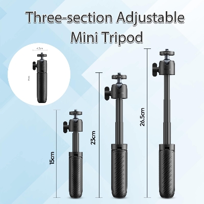 Picture of ULANZI MT88 Small Camera Tripod, Mini 3-in-1 Selfie Stick w Backpack Mount Shoulder Strap, 3-Sect Adjustable Tabletop Tripod Holder, Handheld Travel Pole for Action Camera, DJI Pocket3, Insta 360 X5