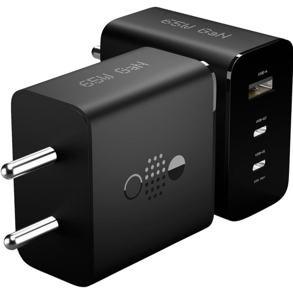 Picture of Nothing 65W GaN USB Type-C PD Charger 3 Port Compatible with Nothing Phone 3A 3A Pro 2A Plus, Nothing Phone 2A, Nothing Phone 1,Nothing Phone 2, Nothing CMF Phone 1 Samsung Pixel