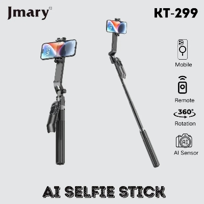 Picture of Jmary KT-299 Al Face Sensor Selfie Stick Tripod Upto 1.8 Meter long 360° Horizontal Rotation Smart Tripods
