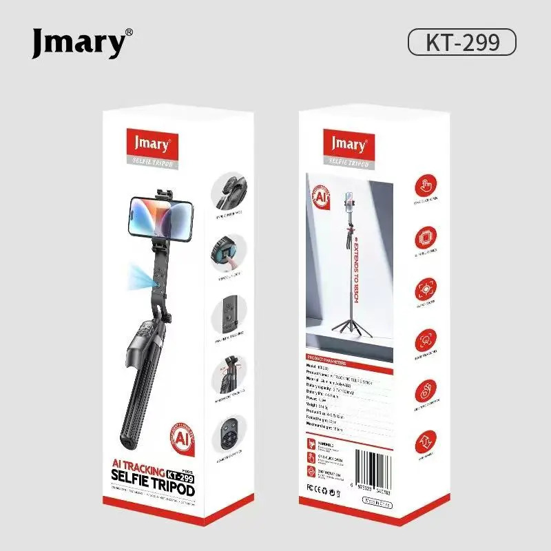 Picture of Jmary KT-299 Al Face Sensor Selfie Stick Tripod Upto 1.8 Meter long 360° Horizontal Rotation Smart Tripods