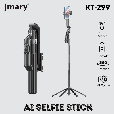 Picture of Jmary KT-299 Al Face Sensor Selfie Stick Tripod Upto 1.8 Meter long 360° Horizontal Rotation Smart Tripods