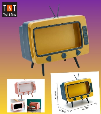 Picture of Lovely Creative Classic TV Tissue Box Holder with Phone Holder, Retro TV Shape  Phone Stand, Creative Retro TV Shaped Tissue Dispenser Box Holder, 2-in-1 Multifunctional Napkin Organizer for Bathroom Kitchen Bedroom Office