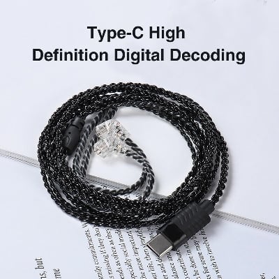 Picture of KZ Earphone Phone Type-C Interface Upgrade Cable 0.75mm 2 Pin USB-C Wire with Microphone for EDX PRO ZSN PRO ZSN PRO ZSN PRO TRN 1 TRN 1 Pro