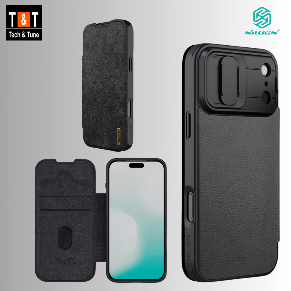 Picture of Nillkin Flip Case For iPhone 17 Pro Max 6.9 inches Phone Cover Leather Wallet Case Premium PU Leather Case with Card Holder Lens Cover Stand Protection Slim Fit Full Covered Flip Cover