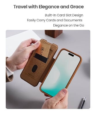 Picture of Nillkin Flip Case For iPhone 17 Pro Max 6.9 inches Phone Cover Leather Wallet Case Premium PU Leather Case with Card Holder Lens Cover Stand Protection Slim Fit Full Covered Flip Cover
