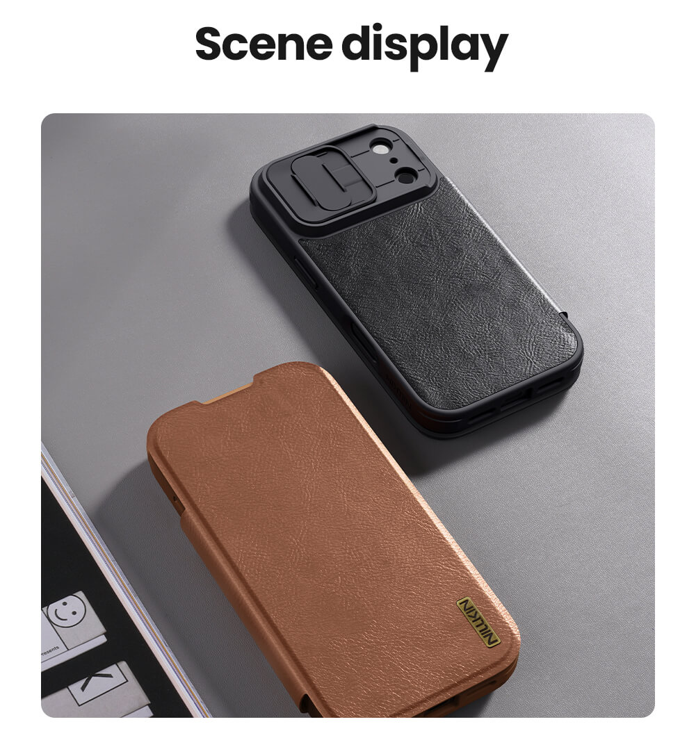 Picture of Nillkin Flip Case For iPhone 17 Pro 6.3 inches Phone Cover Leather Wallet Case Premium PU Leather Case with Card Holder Lens Cover Stand Protection Slim Fit Full Covered Flip Cover