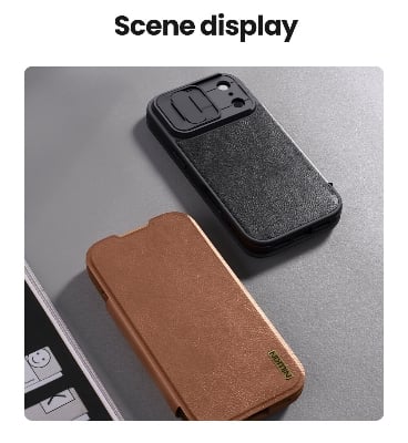 Picture of Nillkin Flip Case For iPhone 17 Pro 6.3 inches Phone Cover Leather Wallet Case Premium PU Leather Case with Card Holder Lens Cover Stand Protection Slim Fit Full Covered Flip Cover