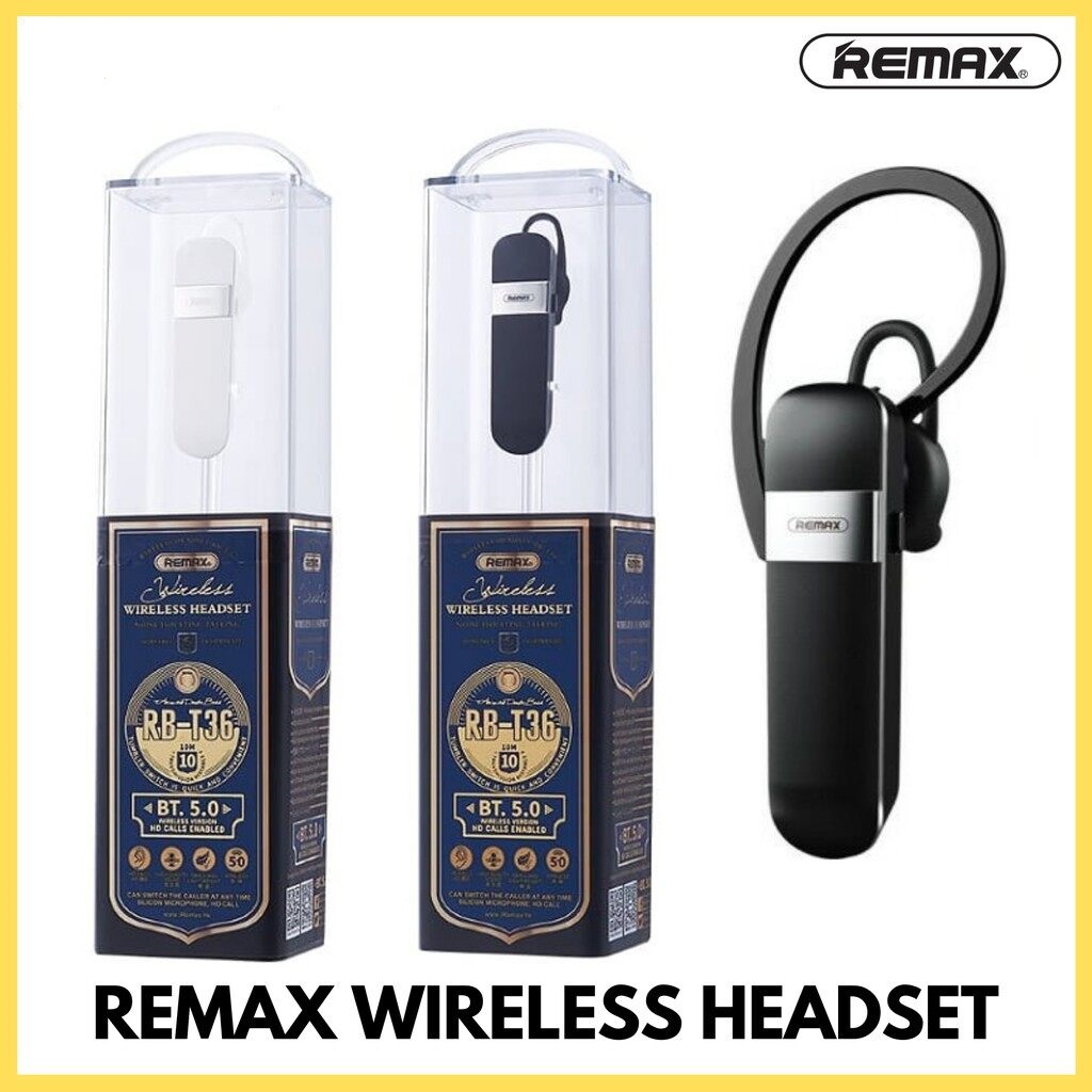 Picture of REMAX RB-T36 Headset Bluetooth V5.0 Headset For Driving Single Headset For Calls Ear-Hook Headsets Handsfree With Microphone HD Voice Headset