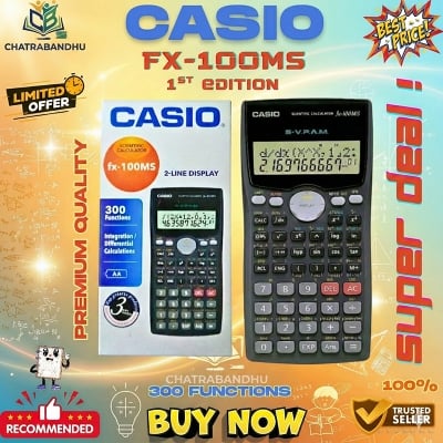 Picture of FX 100MS Scientific Calculator, Calculator (1st edition)(thailand variant)l– 300 Functions  – Non-Programmable – Exam Use Model, Calculator for students