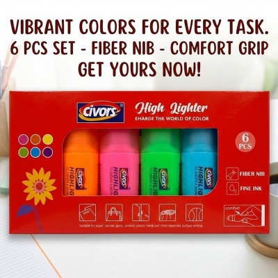Picture of Civors Mini Capsule Highlighters (Set of 6) - Cute Pill Shaped Marker Pens for Paper, Glass & Crafts (Kawaii Stationery)
