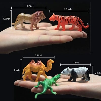 Picture of 32+ Pcs Mini Rubber Animal Toy Set for Kids - Jungle & Zoo Wild Animals Figure Playset.