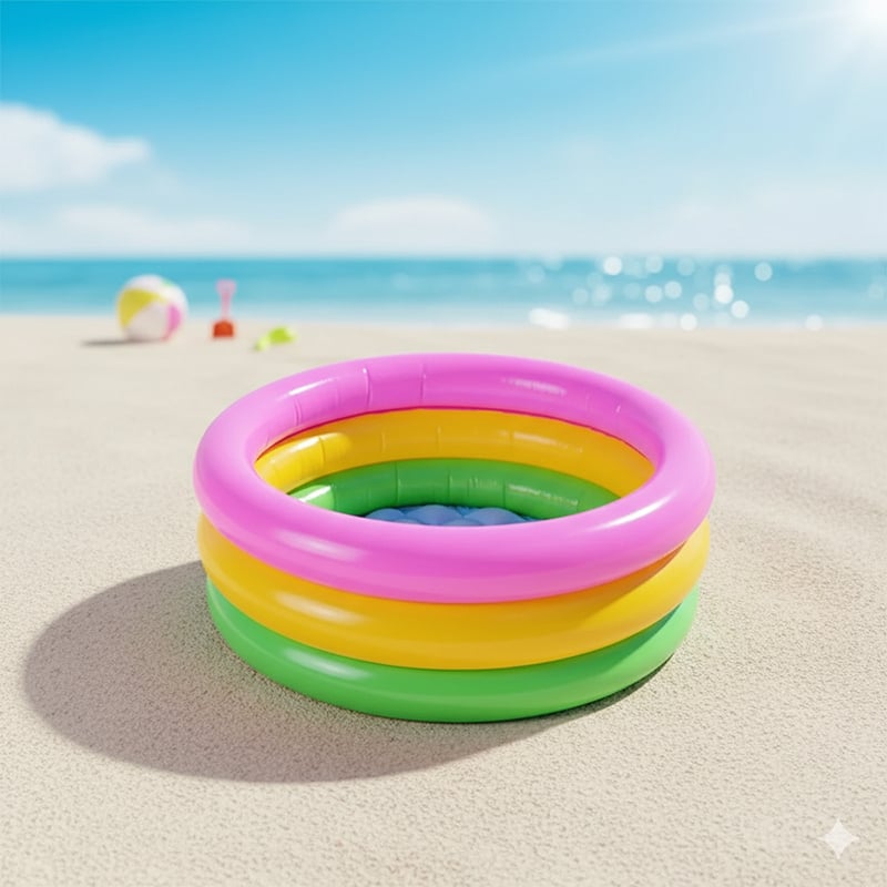 Picture of Swimming Pool Inflatable Swimming Pool Paddling Pool Three-Color Inflatable Rainbow Round Family Inflatable Swimming Pool Inflatable Pool(60CM