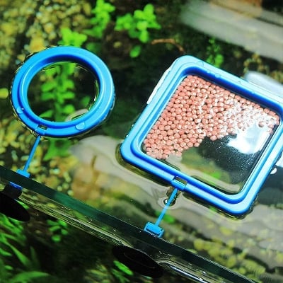 Picture of Aquarium Feeding Ring Fish Tank Floating Food Tray Feeder Square Circle Accessory Fish Food Feeder Suction Cup