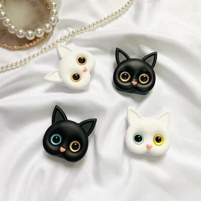 Picture of Cat Mirror Phone Holder with Folding Bracket Phone Grip Cellphone Stand Compatible All Smartphones