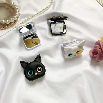 Picture of Cat Mirror Phone Holder with Folding Bracket Phone Grip Cellphone Stand Compatible All Smartphones