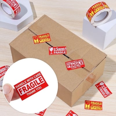 Picture of Fragile Warning label sticker Roll 150\250pcs Heat resistant self adhesive logistics accessories