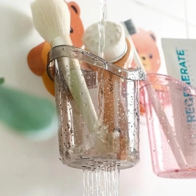 Picture of Bear Storage Cup Holder Wall Mount Toothbrush Storage Rack Stand Child Home Bathroom Accessories Grey