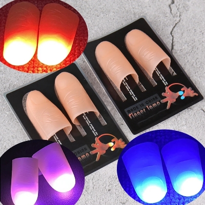 Picture of 2 Pcs/set Magic Thumbs Light Toys for Adult Magic Trick Props Blue Light Led Flashing Fingers Halloween Party Toys for Children Multicolor