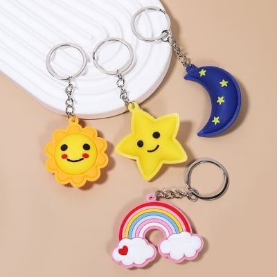 Picture of Cute Rainbow Keychain Cartoon Kawaii Bag Car Airpods Box Phone Charm Jewelry Pink