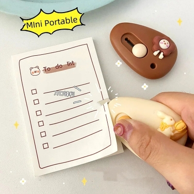 Picture of 1pc Cute Cartoon Pebble Portable Art Knife Unpacking Express Knife Student Mini Paper Knife School Office Cutting Supplies