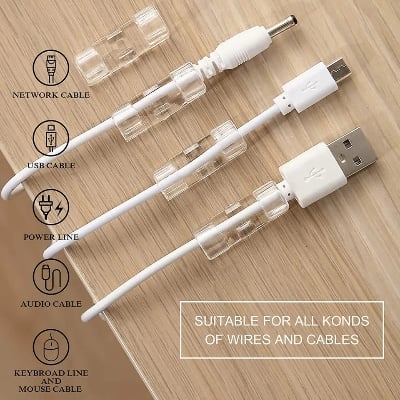 Picture of 20\16Pcs Cable Clips Self-Adhesive Cable Organizer Cord Management System Cord Holder for Wire Management Desk Car Office Home