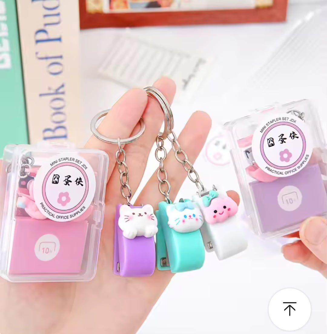 Picture of Cute Stapler Paper Clip Book Binding Machine with 500pcs 10# Staples Mini Stapler School Office Binding Supplies