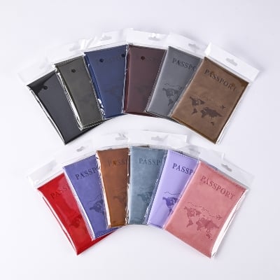 Picture of Men Women Travel Ticket Passport Protective Cover ID Card Holder Wallet Purse New Vintage PU Leather Passport Holder Case