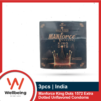 Picture of Manforce King Dots 1572 Extra Dotted Unflavored Condoms 3pcs Pack | India(Clear)