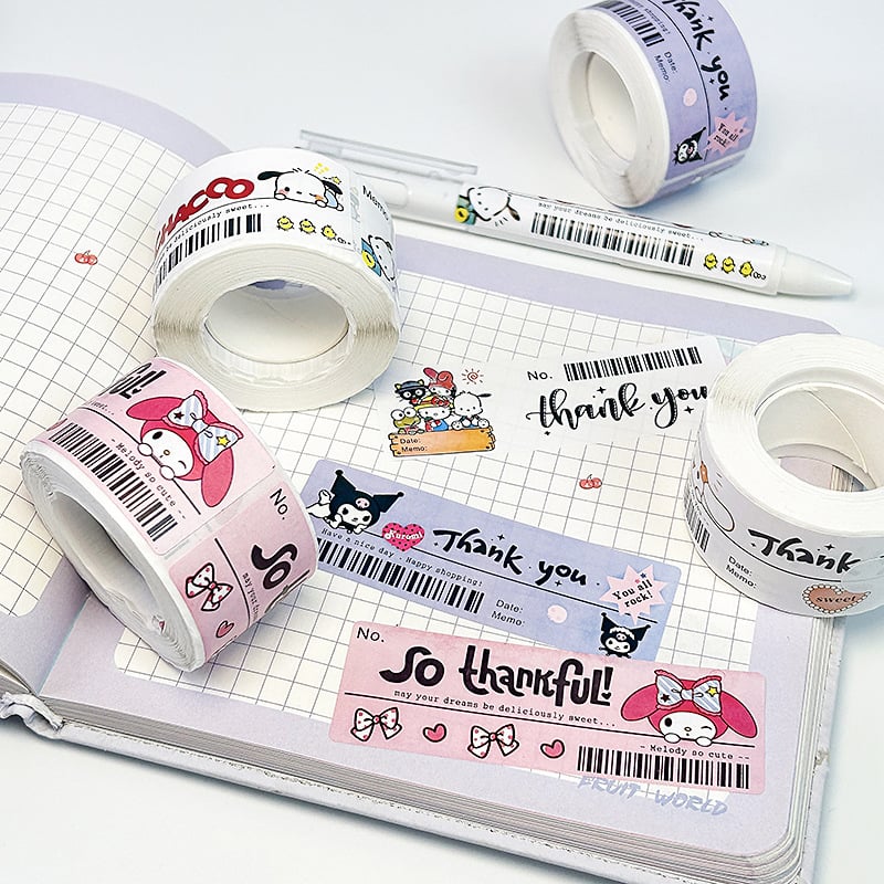 Picture of 120pcs Cute Sanrio Kuromi My Melody Stickers Roll Kawaii Cartoon Thank You Sealing Labels Sticker