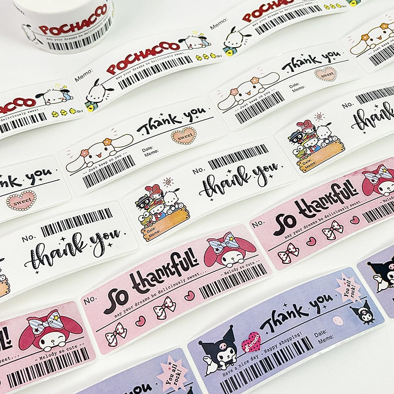 Picture of 120pcs Cute Sanrio Kuromi My Melody Stickers Roll Kawaii Cartoon Thank You Sealing Labels Sticker