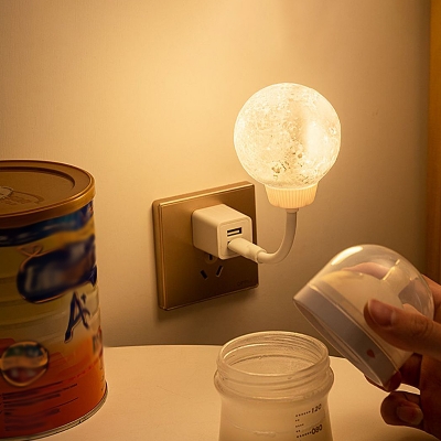 Picture of New Moon USB Lamp Plug-In Moon Shaped Night Light Modes Rotatable Light For Home Bedroom Type 1