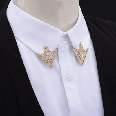 Picture of Vintage Fashion Triangle Hollowed Out Shirt Collar Pin for Men Collar Corner Badge Brooch Jewelry Accessories