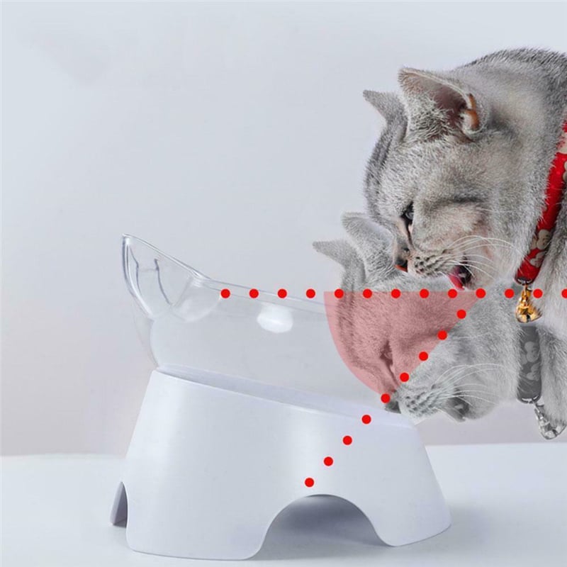 Picture of Plastic Tilted Elevated Cat Bowl Pet Food Bowl Tilt High Bottom Neck Protector Antichoking Pet Bowl Feeding Supplies