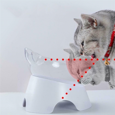 Picture of Plastic Tilted Elevated Cat Bowl Pet Food Bowl Tilt High Bottom Neck Protector Antichoking Pet Bowl Feeding Supplies