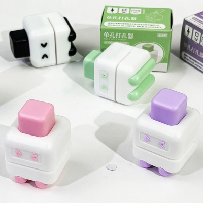 Picture of 1PC Cute robot 5mm loose-leaf puncher small mini manual single hole puncher paper puncher