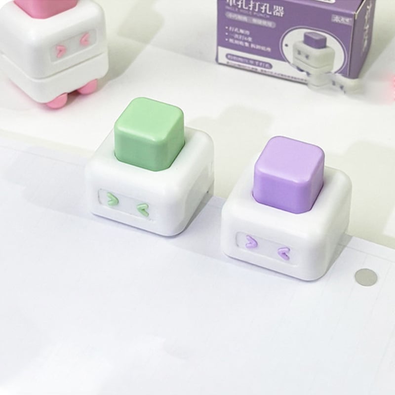 Picture of 1PC Cute robot 5mm loose-leaf puncher small mini manual single hole puncher paper puncher